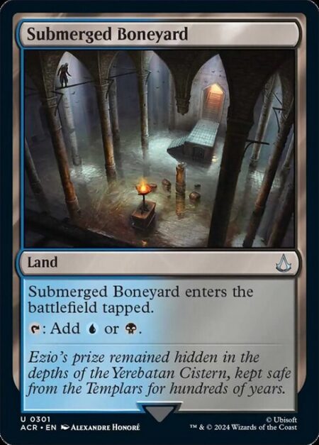 Submerged Boneyard - Submerged Boneyard enters the battlefield tapped.