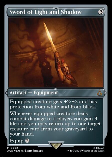 Sword of Light and Shadow - Equipped creature gets +2/+2 and has protection from white and from black.