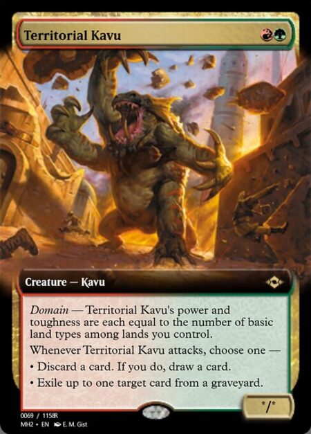 Territorial Kavu - Domain — Territorial Kavu's power and toughness are each equal to the number of basic land types among lands you control.