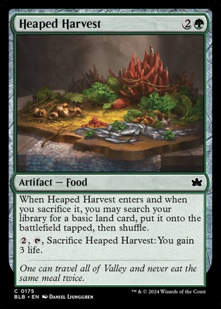 Heaped Harvest - When Heaped Harvest enters and when you sacrifice it