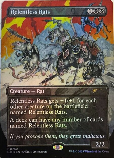 Relentless Rats - Relentless Rats gets +1/+1 for each other creature on the battlefield named Relentless Rats.