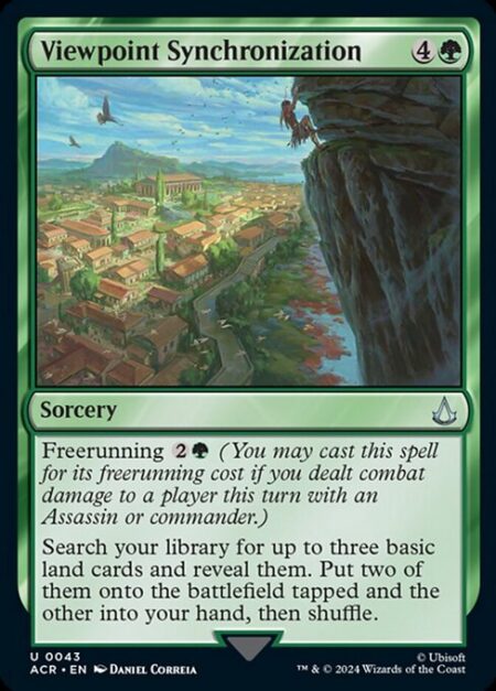 Viewpoint Synchronization - Freerunning {2}{G} (You may cast this spell for its freerunning cost if you dealt combat damage to a player this turn with an Assassin or commander.)