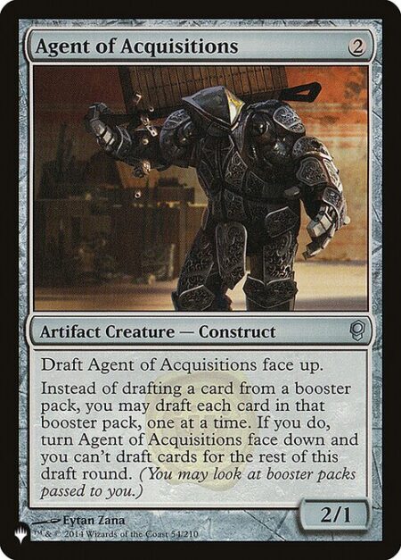 Agent of Acquisitions - Draft Agent of Acquisitions face up.