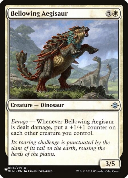 Bellowing Aegisaur - Enrage — Whenever Bellowing Aegisaur is dealt damage