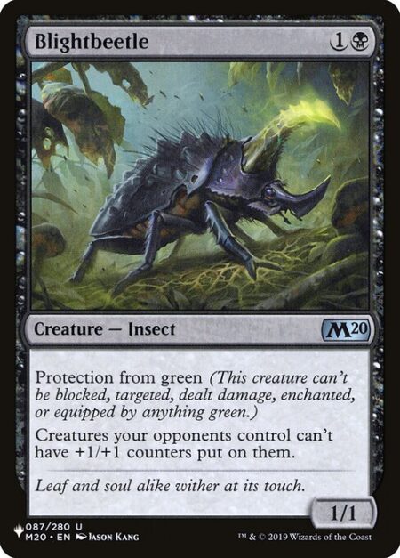 Blightbeetle - Protection from green (This creature can't be blocked