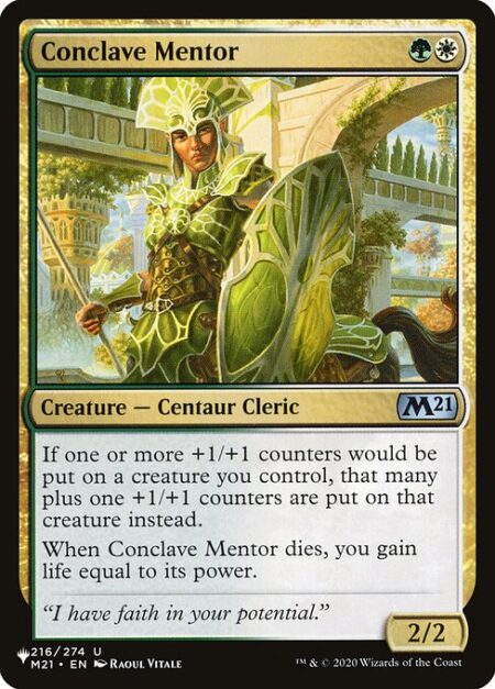 Conclave Mentor - If one or more +1/+1 counters would be put on a creature you control