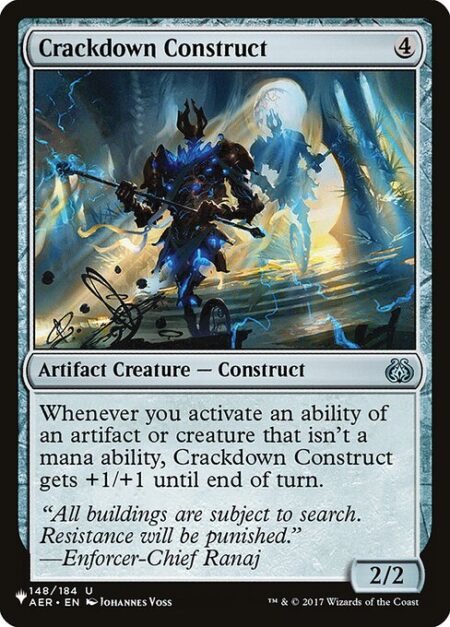 Crackdown Construct - Whenever you activate an ability of an artifact or creature that isn't a mana ability