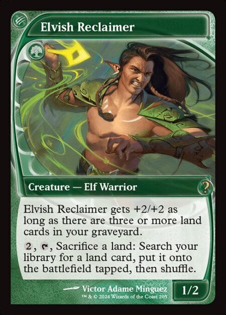 Elvish Reclaimer - Elvish Reclaimer gets +2/+2 as long as there are three or more land cards in your graveyard.