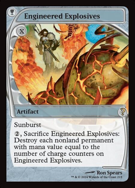 Engineered Explosives - Sunburst (This enters with a charge counter on it for each color of mana spent to cast it.)