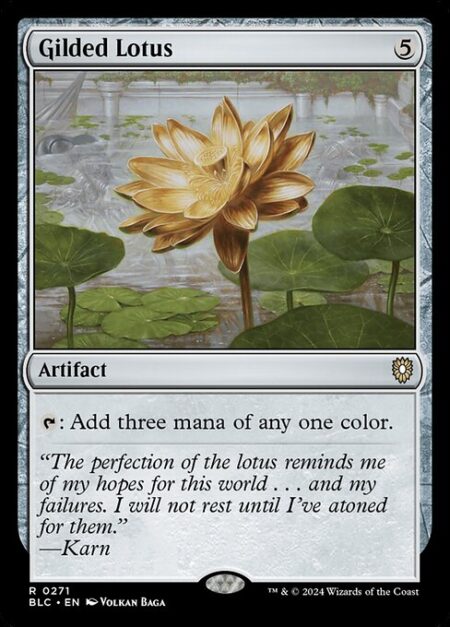 Gilded Lotus - {T}: Add three mana of any one color.