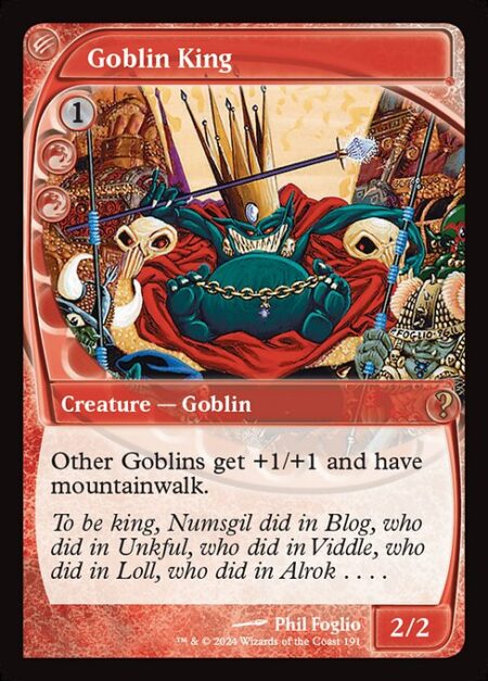 Goblin King - Other Goblins get +1/+1 and have mountainwalk.