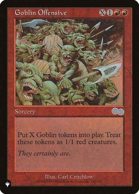 Goblin Offensive - Create X 1/1 red Goblin creature tokens.