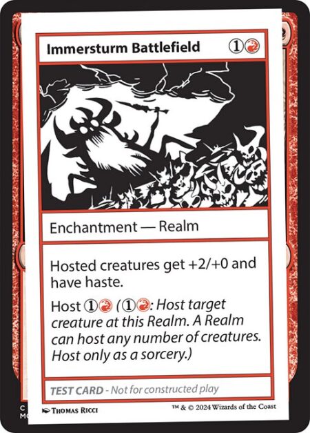 Immersturm Battlefield - Hosted creatures get +2/+0 and have haste.