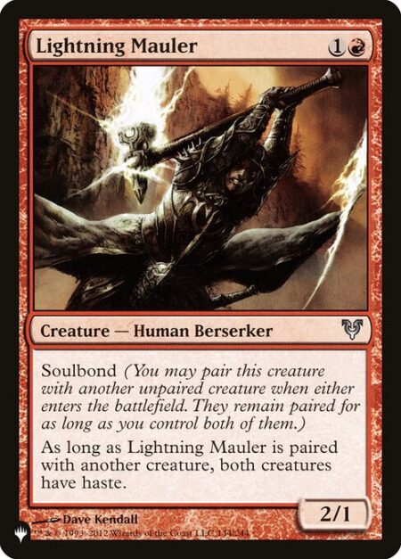 Lightning Mauler - Soulbond (You may pair this creature with another unpaired creature when either enters. They remain paired for as long as you control both of them.)