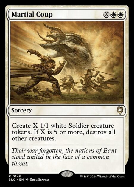 Martial Coup - Create X 1/1 white Soldier creature tokens. If X is 5 or more