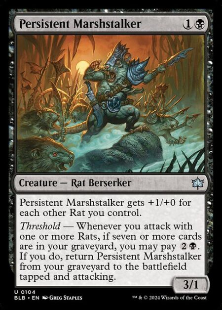 Persistent Marshstalker - Persistent Marshstalker gets +1/+0 for each other Rat you control.