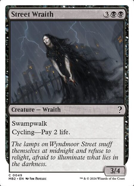 Street Wraith - Swampwalk (This creature can't be blocked as long as defending player controls a Swamp.)