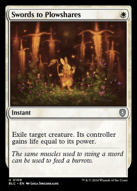 Swords to Plowshares - Exile target creature. Its controller gains life equal to its power.