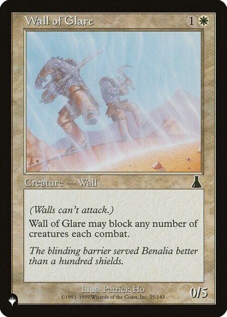 Wall of Glare - Defender (This creature can't attack.)