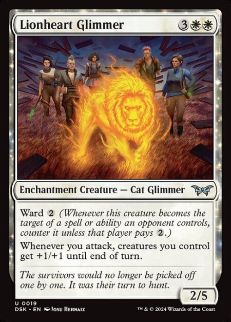 Lionheart Glimmer - Ward {2} (Whenever this creature becomes the target of a spell or ability an opponent controls