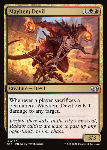 Mayhem Devil - Whenever a player sacrifices a permanent