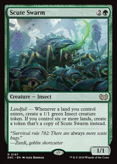 Scute Swarm - Landfall — Whenever a land you control enters