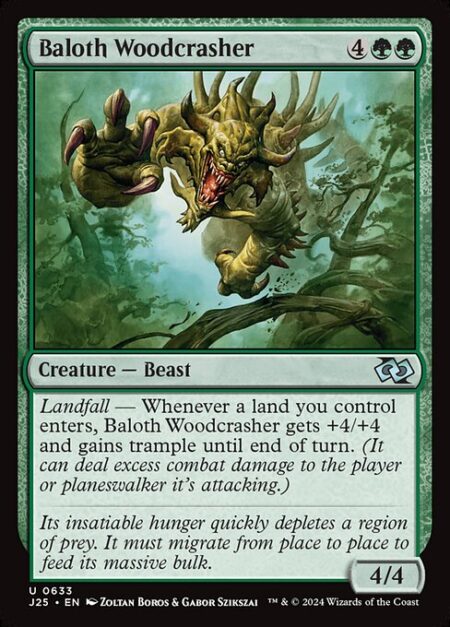 Baloth Woodcrasher - Landfall — Whenever a land you control enters