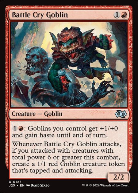 Battle Cry Goblin - {1}{R}: Goblins you control get +1/+0 and gain haste until end of turn.