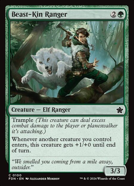 Beast-Kin Ranger - Trample (This creature can deal excess combat damage to the player or planeswalker it's attacking.)