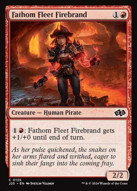 Fathom Fleet Firebrand - {1}{R}: Fathom Fleet Firebrand gets +1/+0 until end of turn.