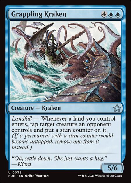 Grappling Kraken - Landfall — Whenever a land you control enters