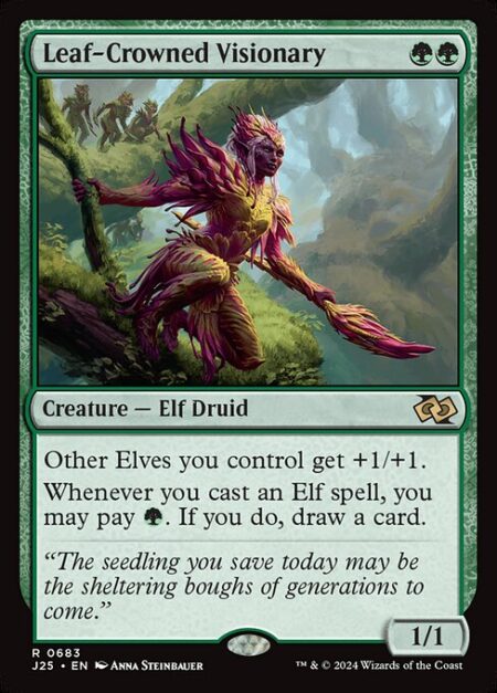 Leaf-Crowned Visionary - Other Elves you control get +1/+1.