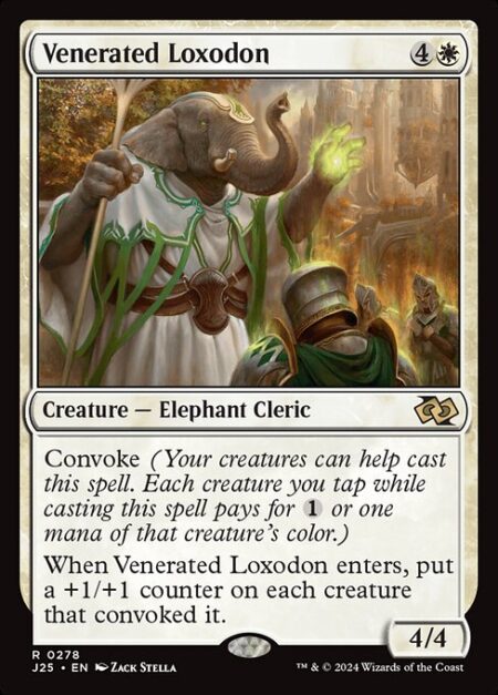 Venerated Loxodon - Convoke (Your creatures can help cast this spell. Each creature you tap while casting this spell pays for {1} or one mana of that creature's color.)