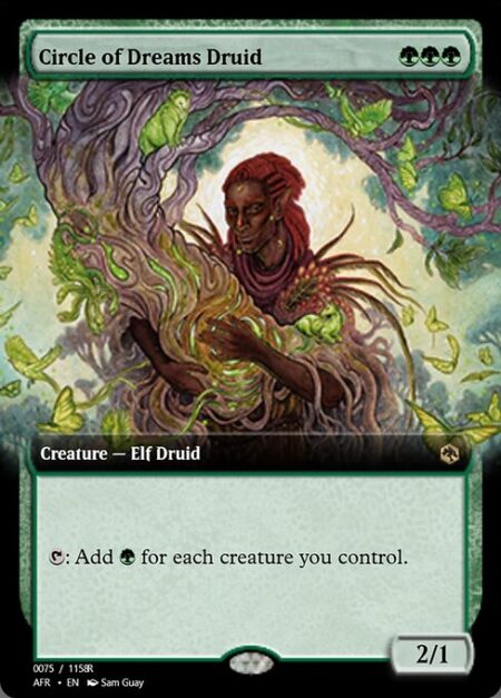 Circle of Dreams Druid - {T}: Add {G} for each creature you control.